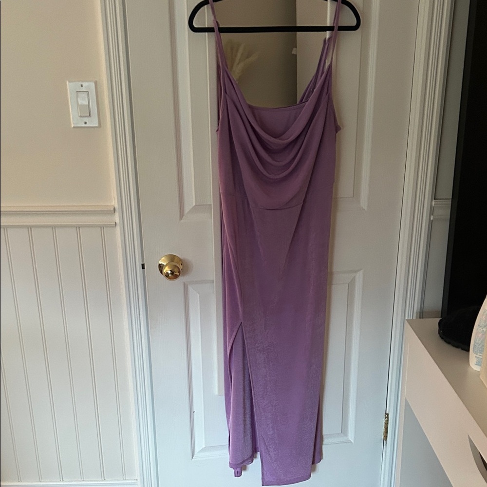 Cider curve Draped Cowl Midi Slip Dress